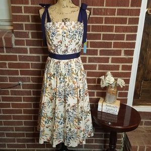 Antonio Melani Erin Poplin Floral Pleat Midi Dress